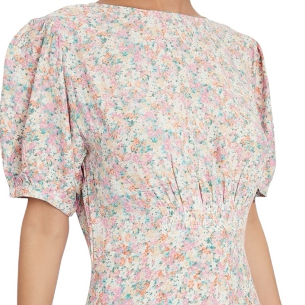 FAITHFULL THE BRAND BELINE DRESS VIONETTE FLORAL FAIRY WHIMSICAL 4 PUFF SLEEVES